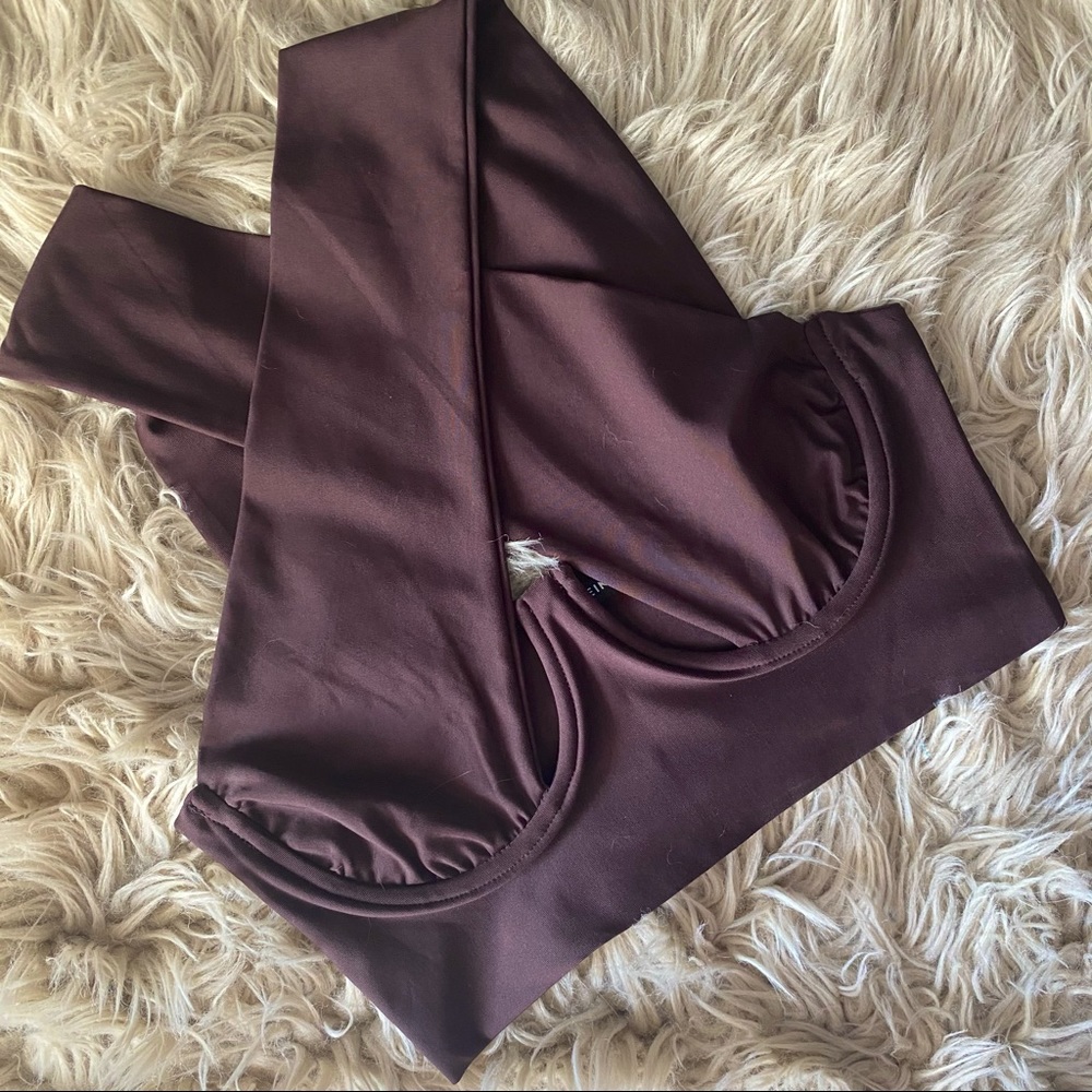SHEIN Brown Crop Top Underwire XS
